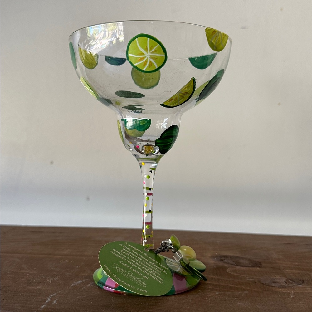 Lolita Key Lime Margarita Glass with Green and Red Accents